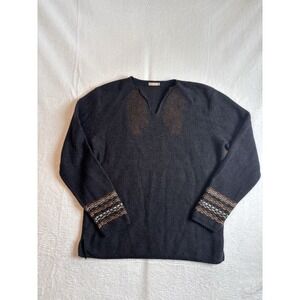 VTG Springfield Slit V-Neck Blue‎ Long Sleeve Sweater Men's Size Large *